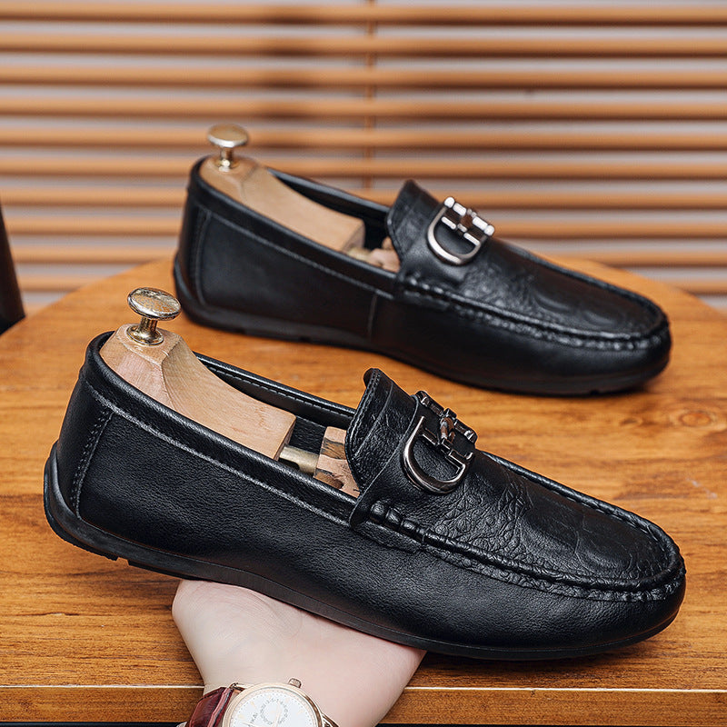 Herrloafers – Elegant Slip-on – Metallspänne – Låg Modell – Lyxig Känsla