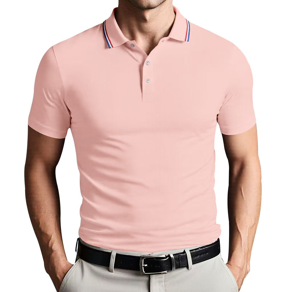Herr Pikétröja – Slim Fit – Andningsbart Tyg – Kort Ärm – Klassisk Krage