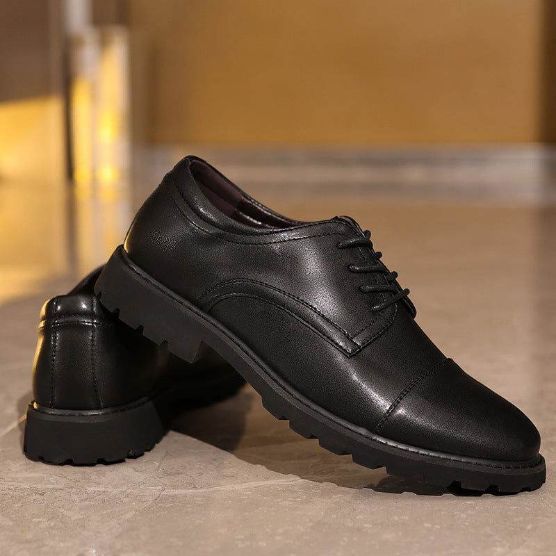 Herrskor Derby – Skinn – Klassisk Cap Toe – Snörning – Gummisula – Formell Passform