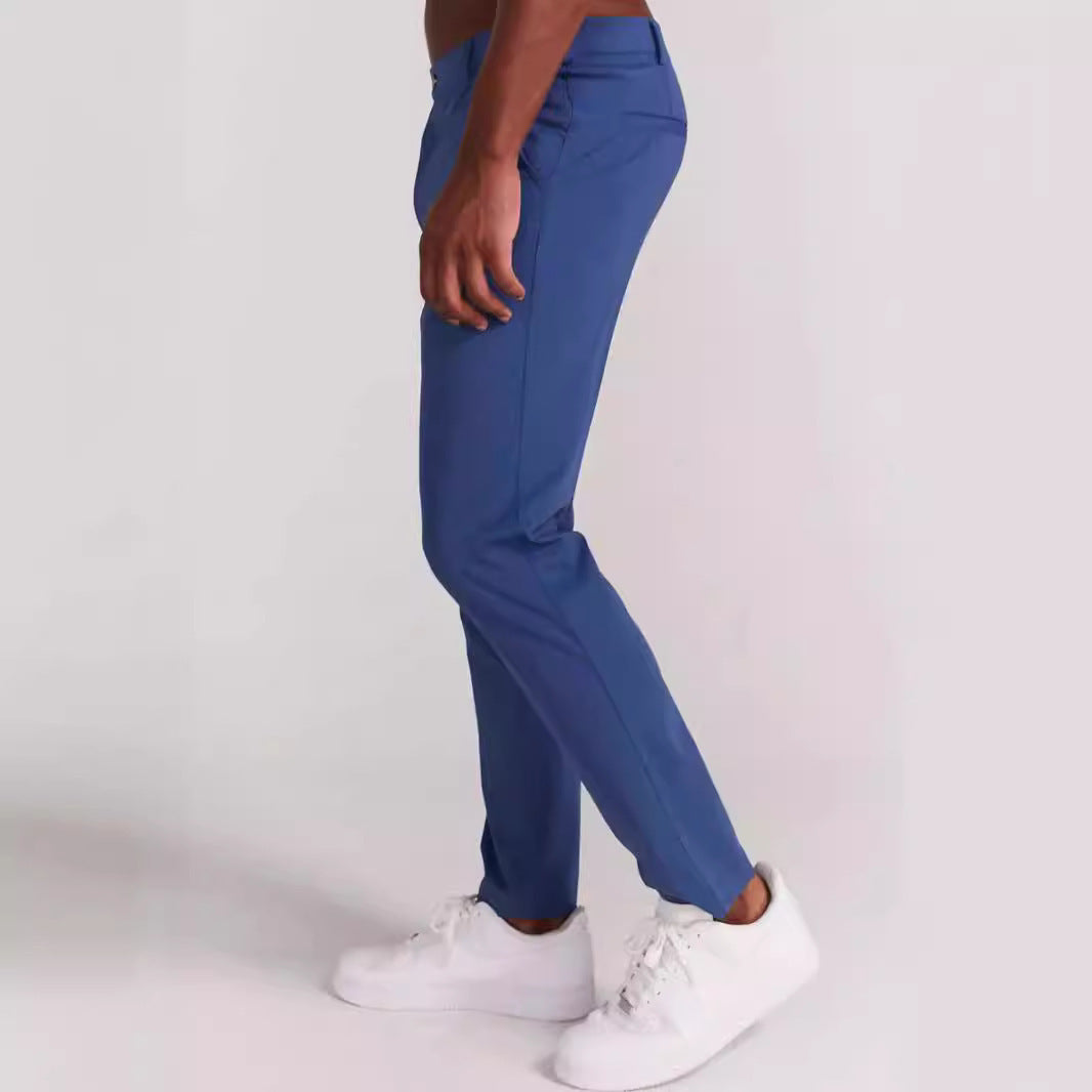 Herrbyxa – Slim Fit – Mjuk Andningsbar Textil – Fullängd – Bakfickor