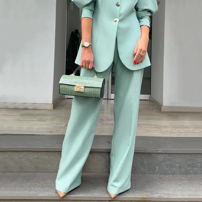 Dam Blazer – Skräddad Passform – Lanternärmar – Klassisk Knäppning – Formell Look