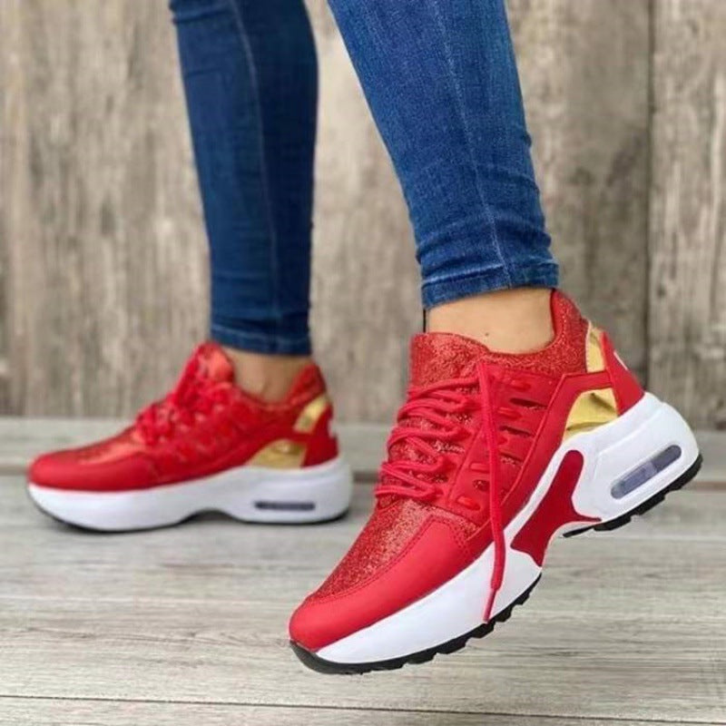 Dam Sneakers – Plattformssula – Andningsbar Design – Snörning – Sportig Stil