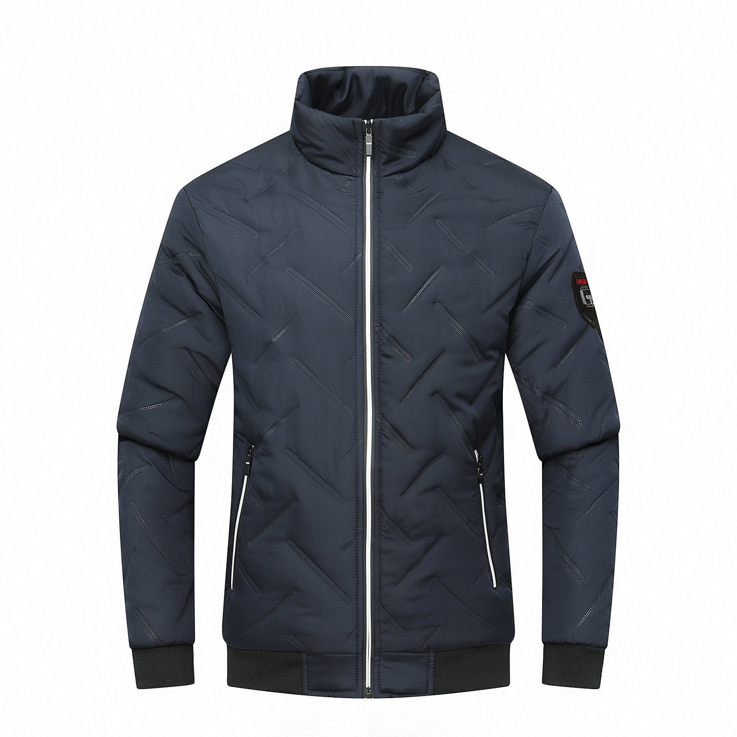 Herrjacka quiltad – Slim fit – Ståkrage – Dragkedjefickor – Ribbad fåll