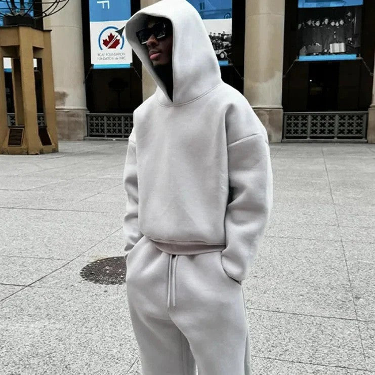Herr Hoodie – Oversize Passform – Mjuk Textur – Avslappnad Stil – Ribbad Kant