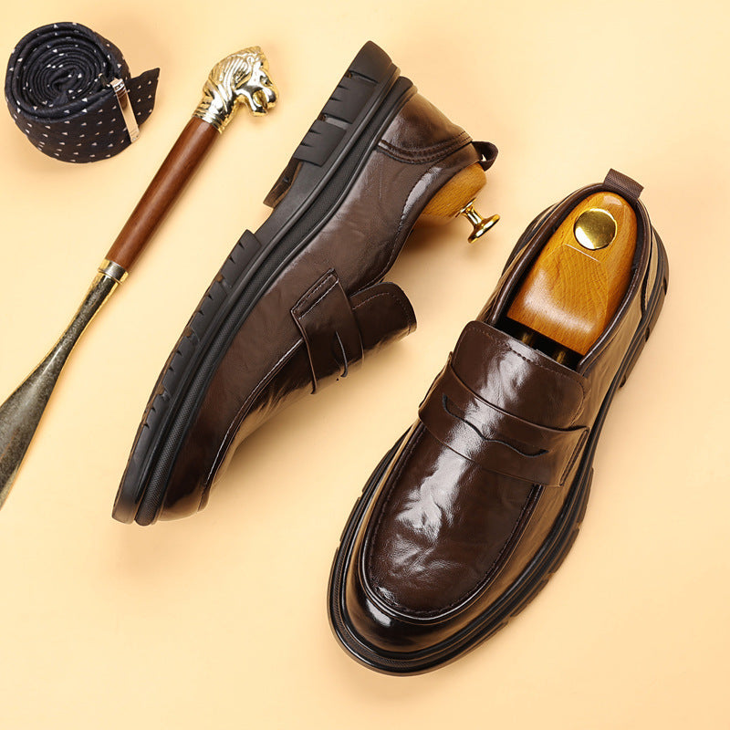 Herrloafers – Elegant Slip-On Penny Design – Polerad Yta – Bekväm Passform