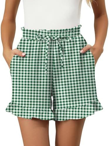 Damshorts – Avslappnad Passform – Volangkant – Resårmidja med Dragsko – Bomull