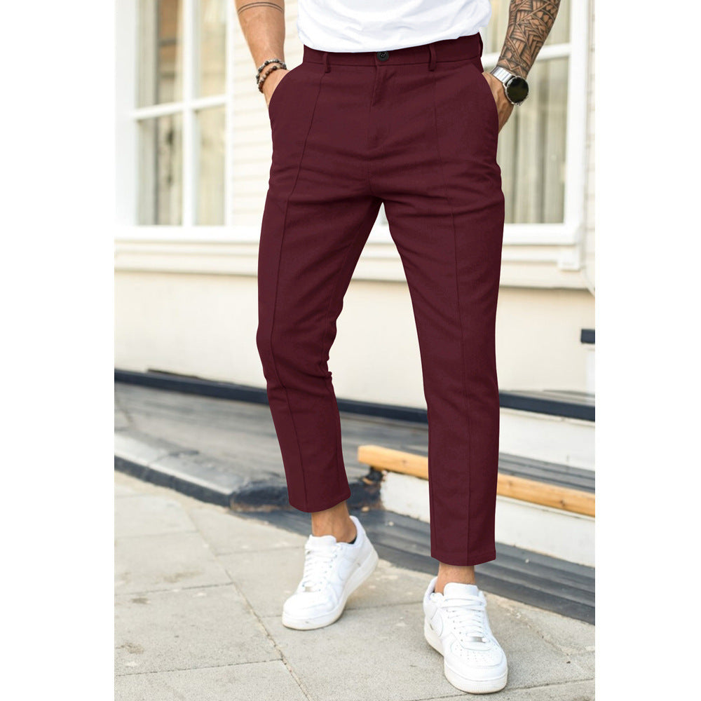Herrbyxa – Slim Fit – Ankellång – Dubbla Pressveck – Andningsbart Tyg – Bälteshällor