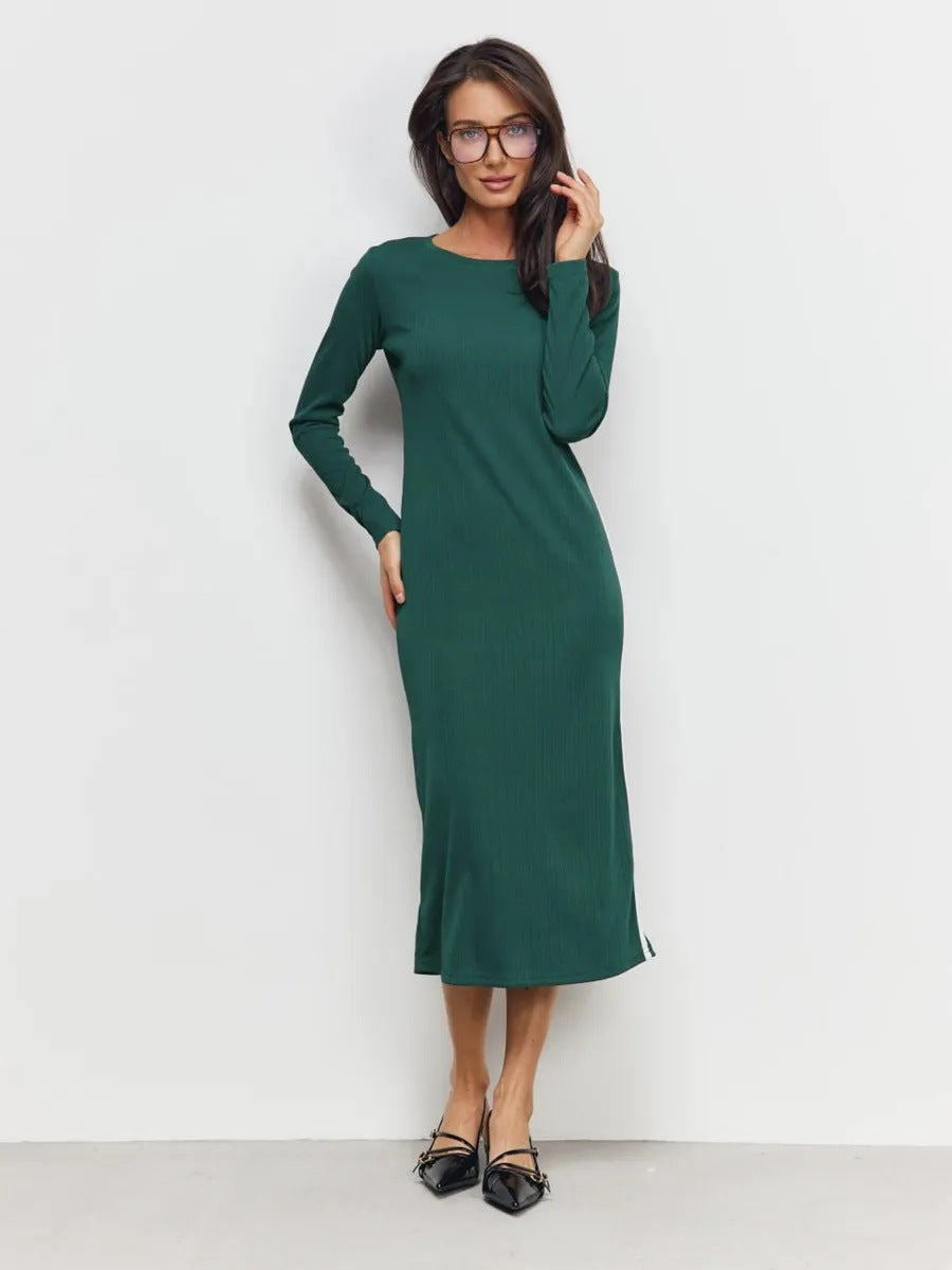 Damklänning maxi – Slim Fit – Lång ärm – Slits i sidan