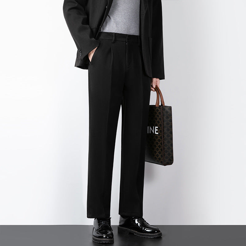 Herrbyxor – Ullblandning – Slim Fit – Pressveck – Fullängd Formell Look