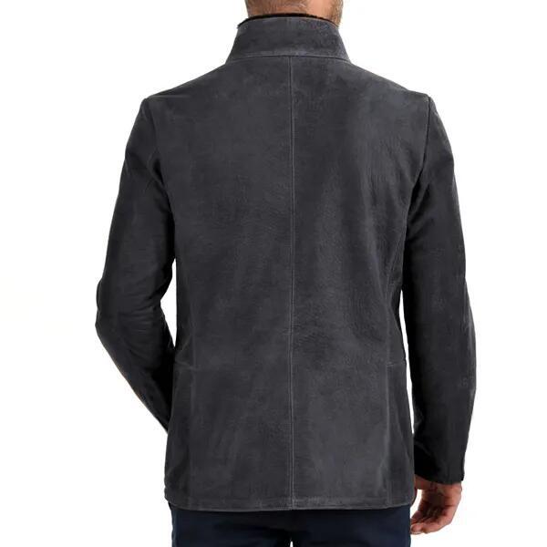 Herrjacka – Mocka – Slim Fit – Ståkrage – Dragkedja – Flera Fickor
