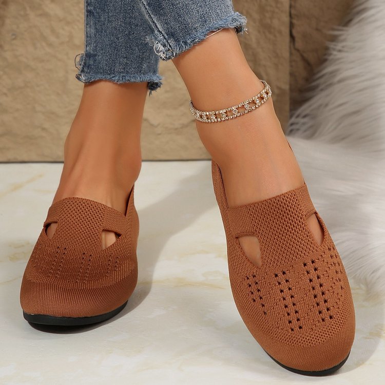 Dam Slip-On Skor – Ortopedisk Passform – Rund Tå – Mjukstickad – Andningsbar