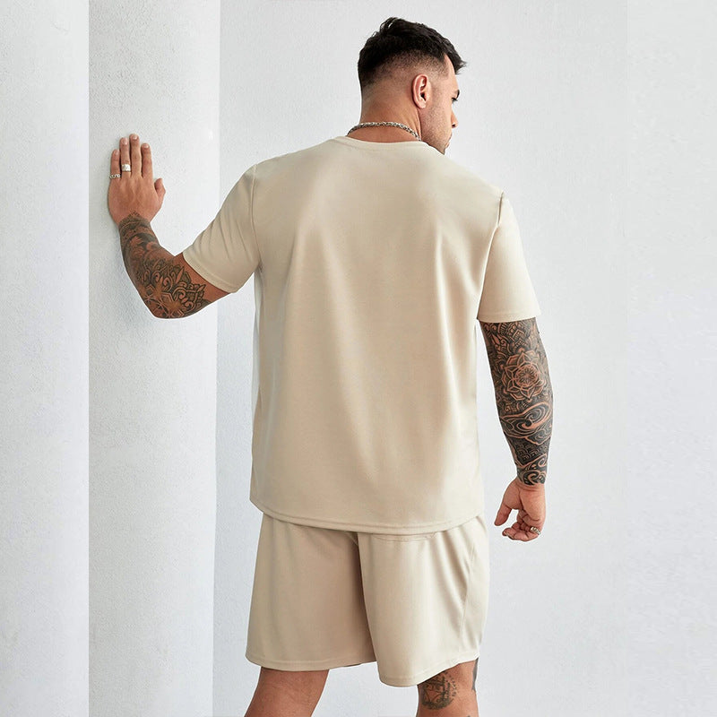 Herrset med t-shirt och shorts – Avslappnad passform – Andningsbart naturmaterial