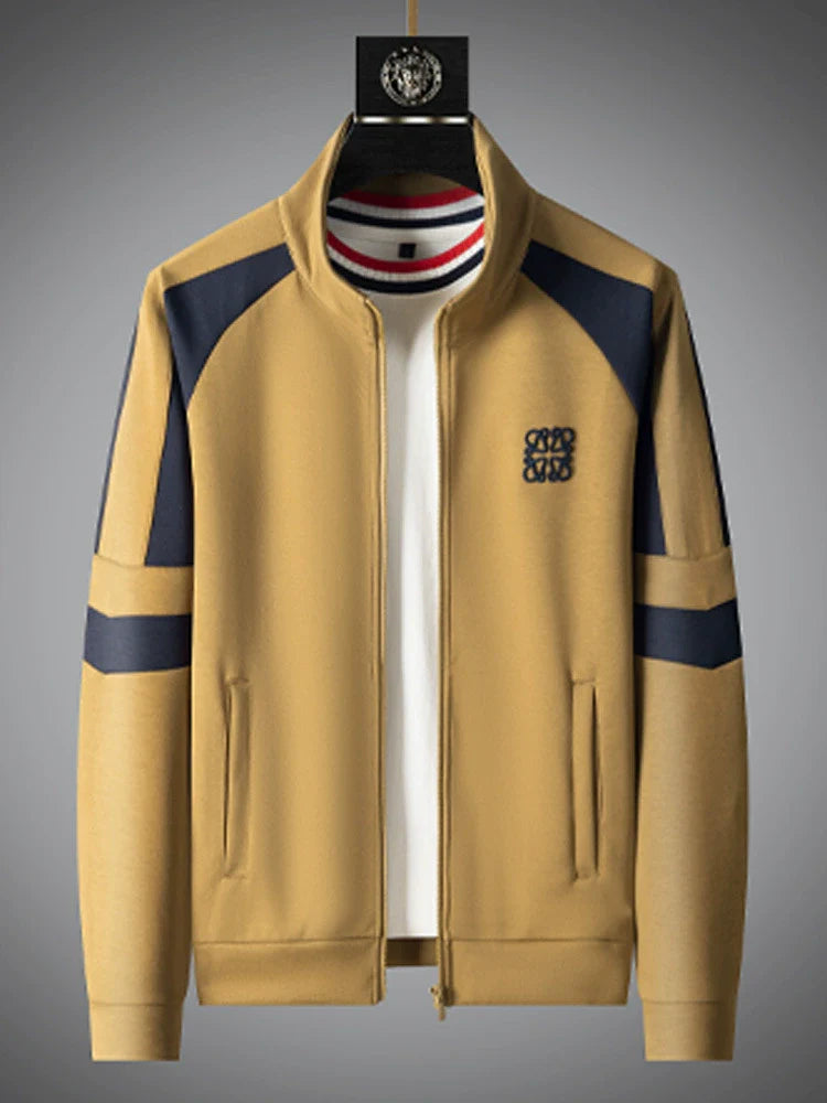 Herrarnas loungewearset – avslappnad passform – dragkedjetröja med ståkrage – raka byxor