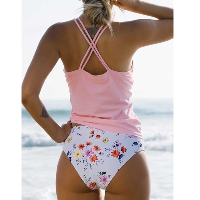 Dam Tankini-set – Halterneck – Volangdetalj – Andningsbar Stretchig Passform