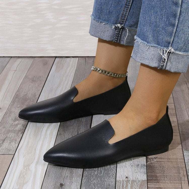 Dam Ballerinaskor – Spetsig Tå – Elegant Passform – Mjuk Halkfri Sula – Slip-on