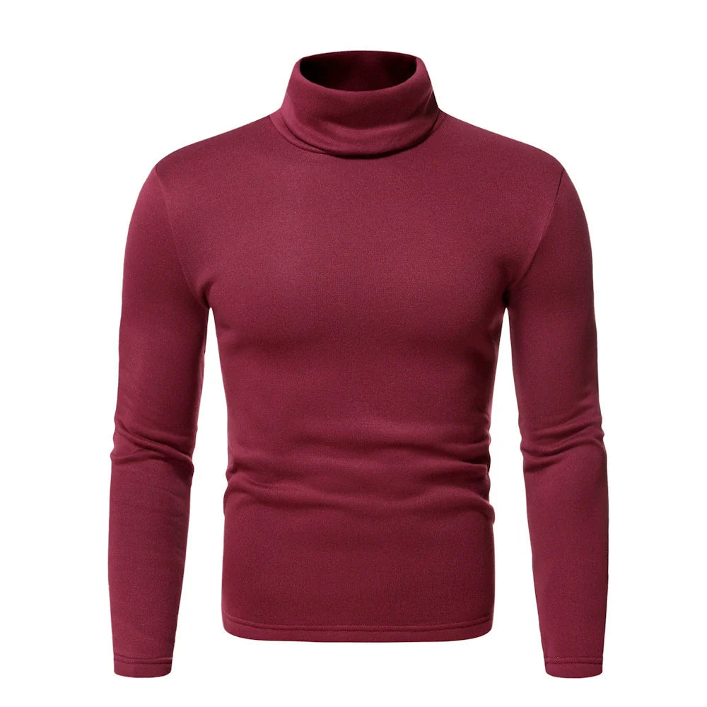 Herr Turtleneck T-shirt – Slim Fit – Stretchig Värmande – Långärmad Baslager