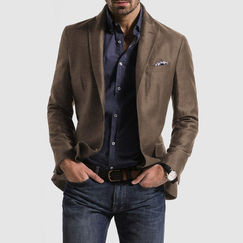 Herrkavaj – Slim Fit – Ullblandning – Notch Slag – Enkelknäppt Formell
