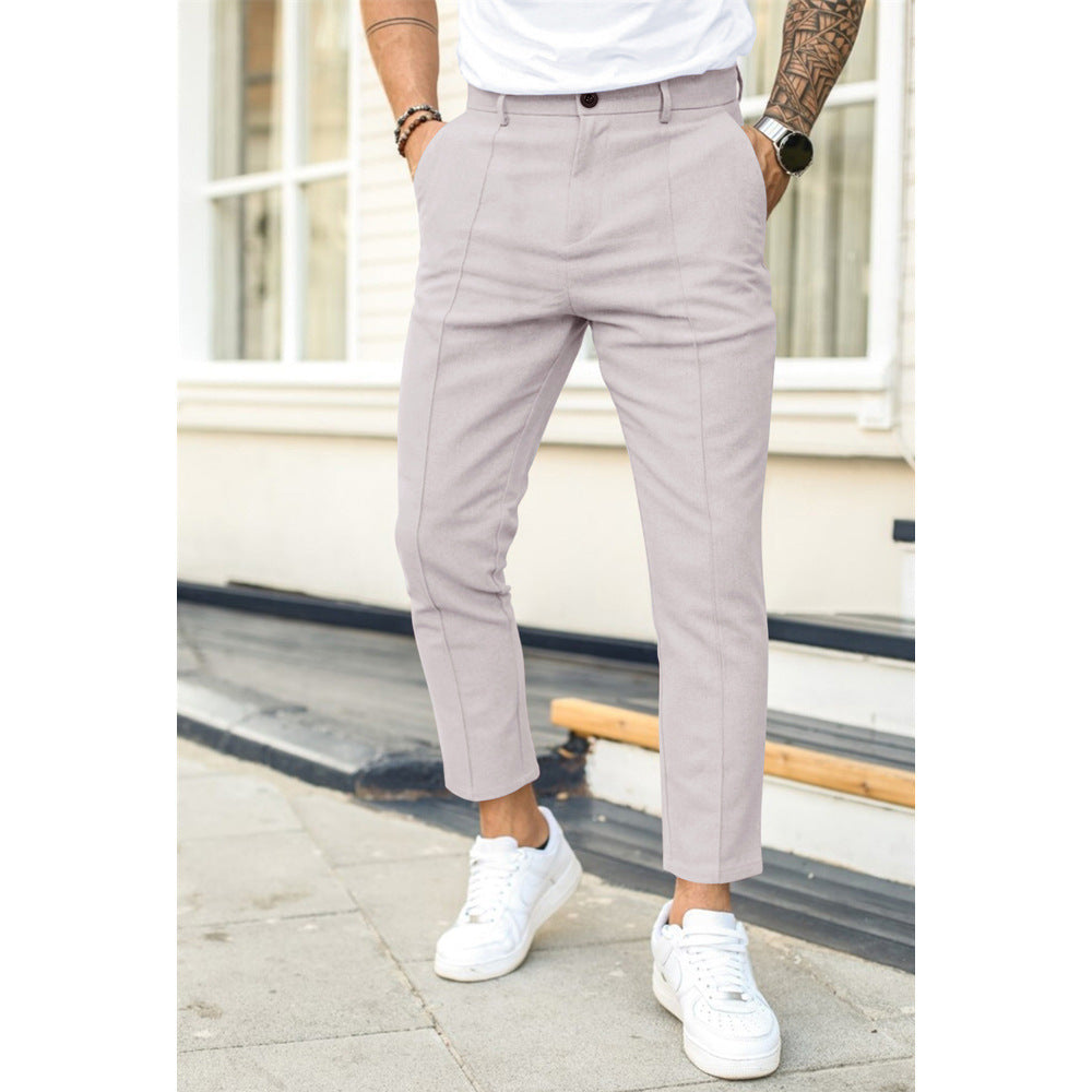 Herrbyxa – Slim Fit – Ankellång – Dubbla Pressveck – Andningsbart Tyg – Bälteshällor