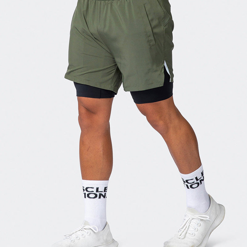 Herr träningsshorts – Slim fit – Två lager – Stretchfoder