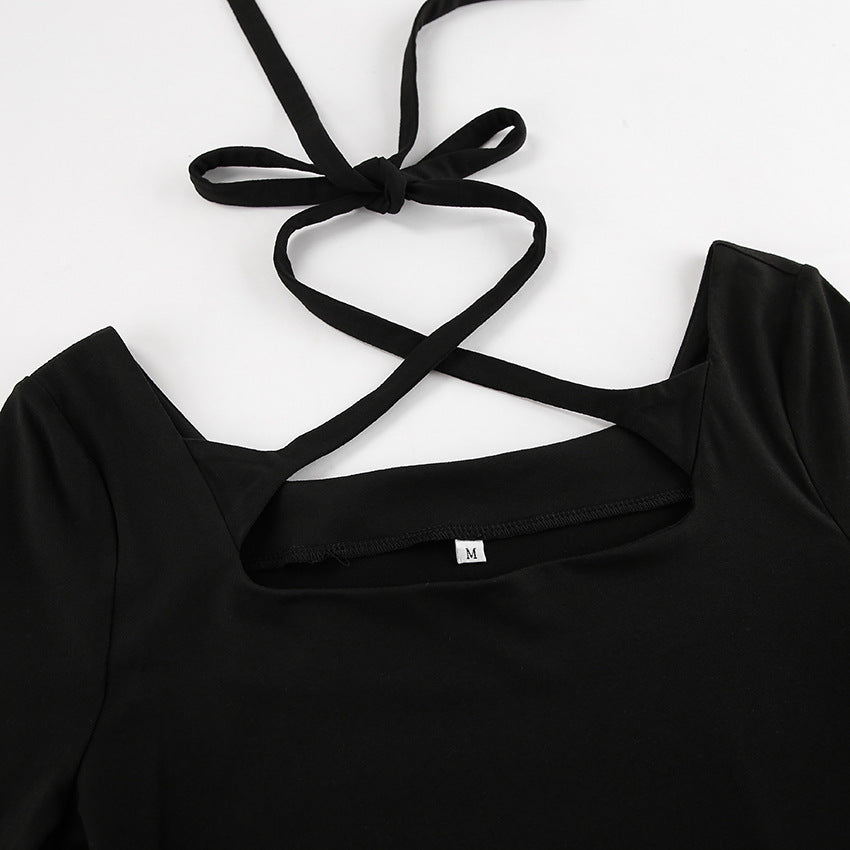 Damklänning A-linje – Slim Fit – Lång ärm – Fyrkantig hals – Stretchtyg