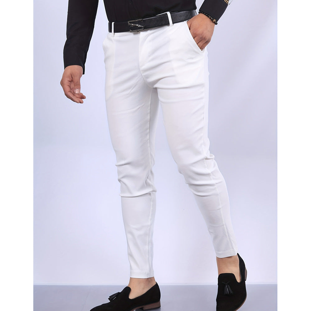 Herrkostymbyxa – Slim Fit – Vävd Struktur – Fuskficka – Helfodrad Formell Stil