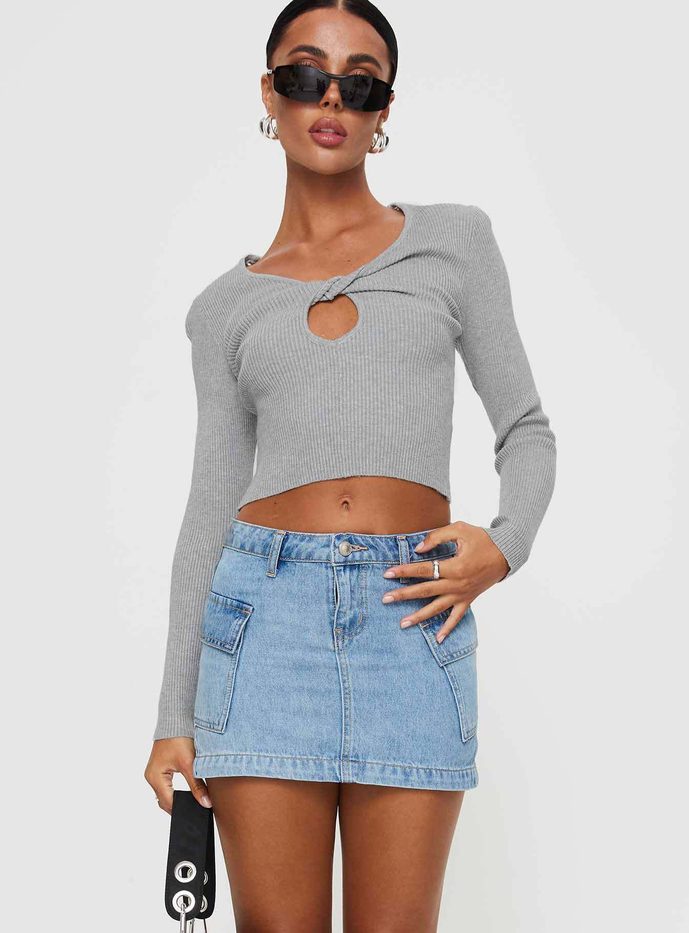 Dam Mini Kjol – Slim Fit Denim – Främre Fickor – Knapp- och Dragkedjestängning