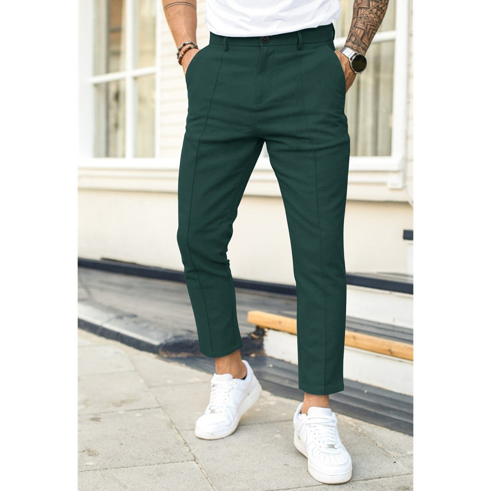 Herrbyxa – Slim Fit – Ankellång – Dubbla Pressveck – Andningsbart Tyg – Bälteshällor