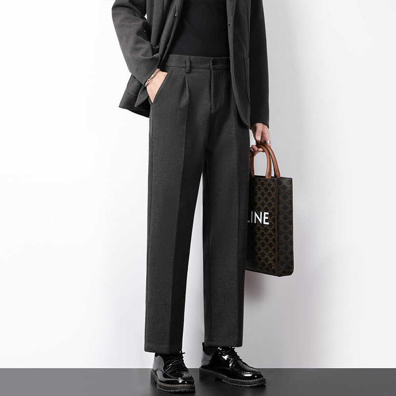 Herrbyxor – Ullblandning – Slim Fit – Pressveck – Fullängd Formell Look