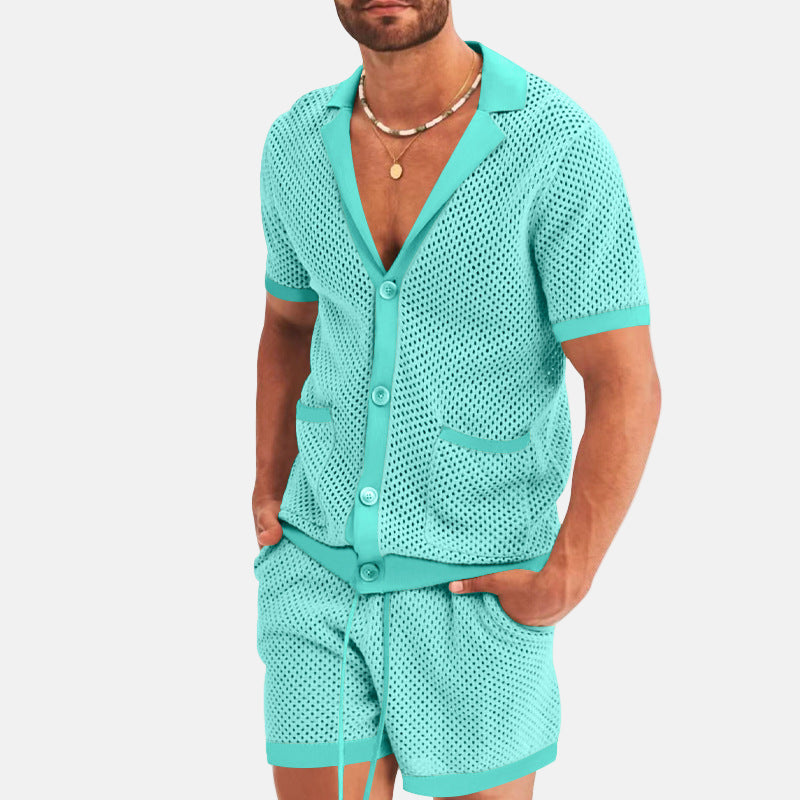 Herrset - Skjorta och shorts med nätknappar - Sommaroutfit
