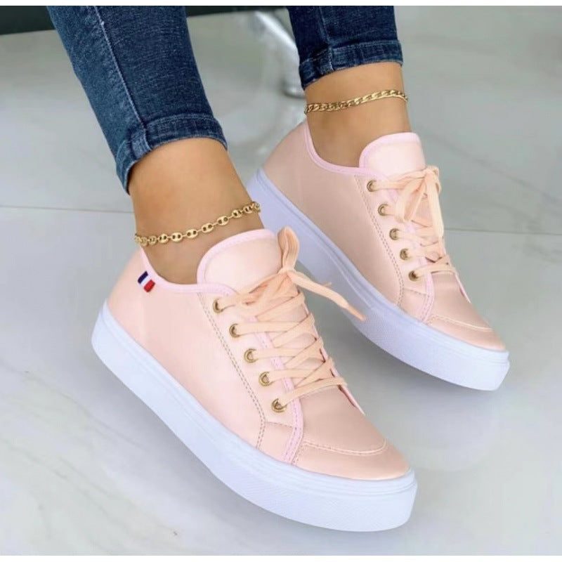 Dam Sneakers – Rund Tå – Snörning – Tjock Sula – Bekväm Vardagsdesign
