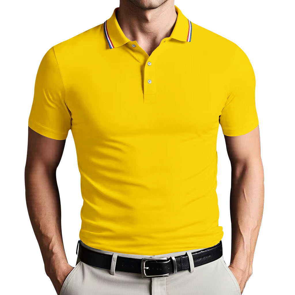 Herr Pikétröja – Slim Fit – Andningsbart Tyg – Kort Ärm – Klassisk Krage