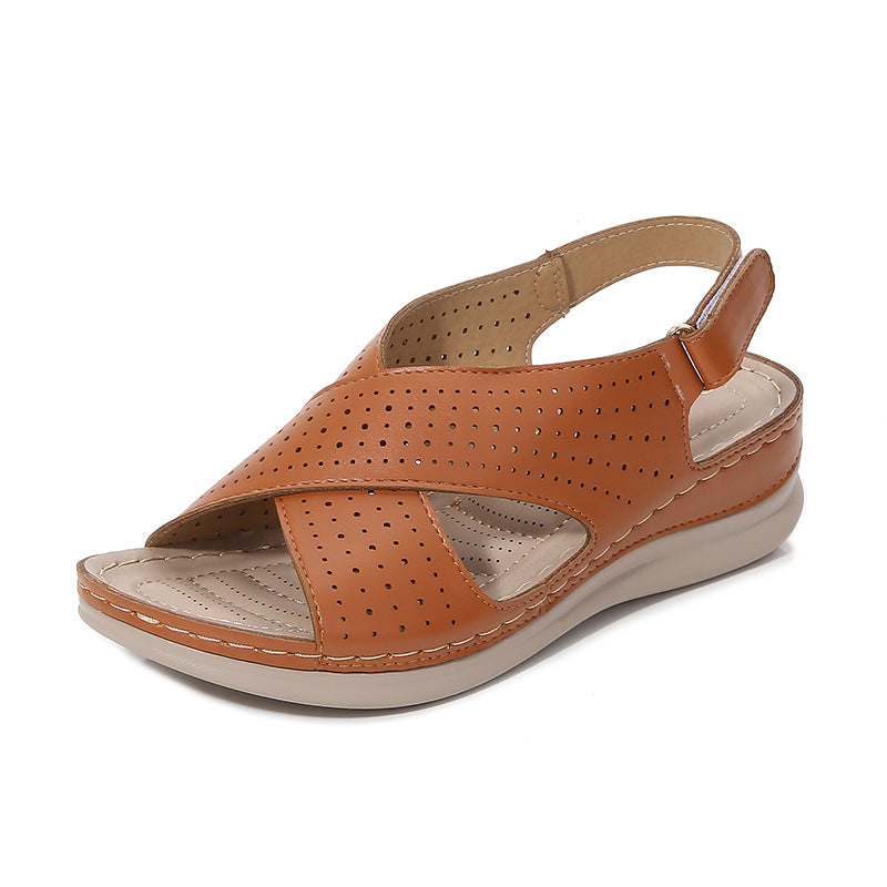 Dam Sandaler – Sleek Öppen Modell – Korsade Remmar – Dämpad Sula – Justerbar Slingback