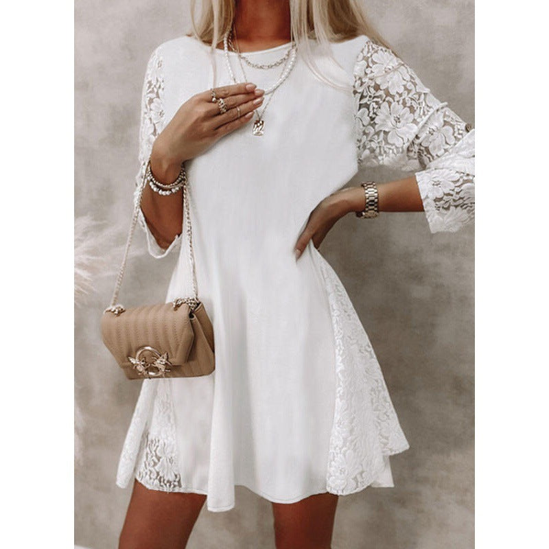 Damklänning – A-linjeformad passform – Spetsärm