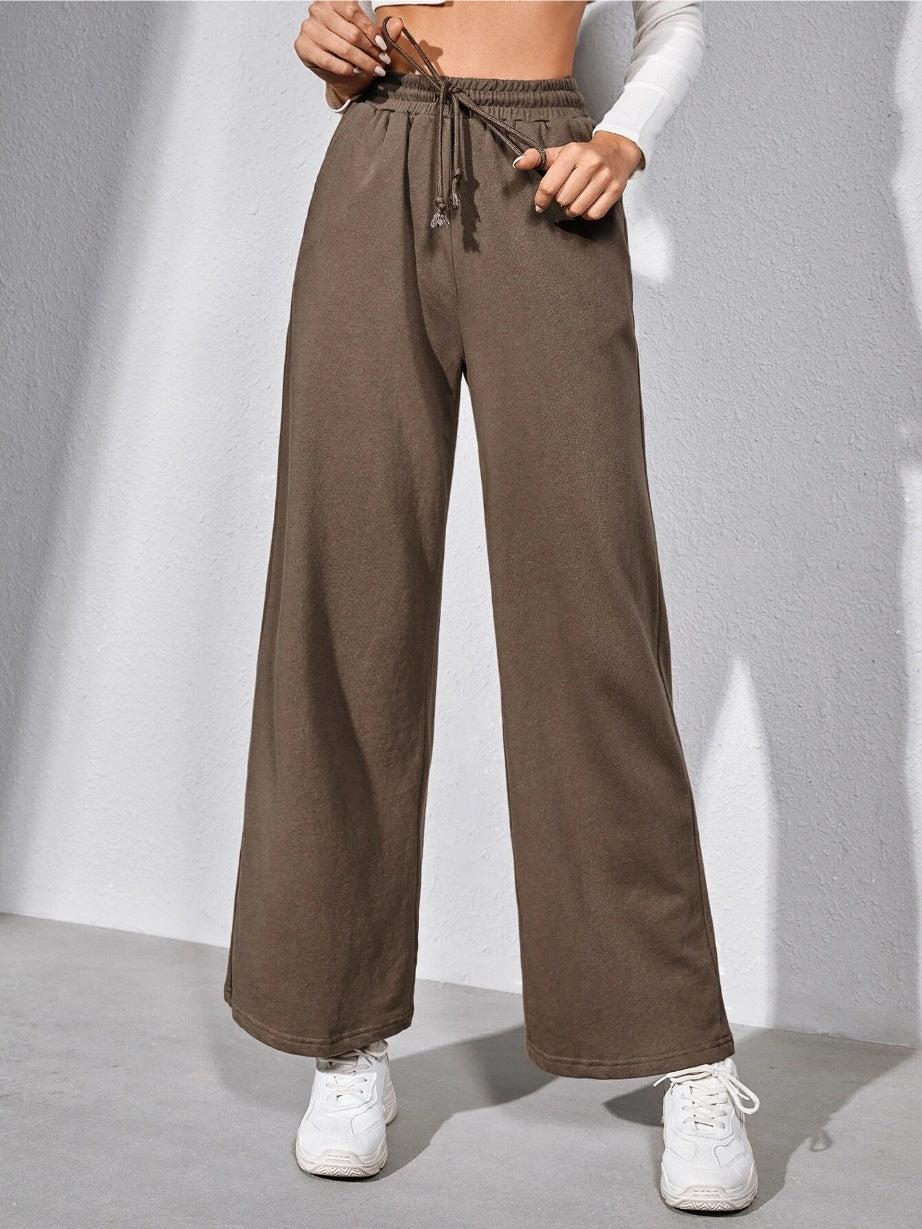 Dam Byxbyxor – Bomullsstickad – Avslappnad Passform – Dragsko i Midjan – Lounge Casual