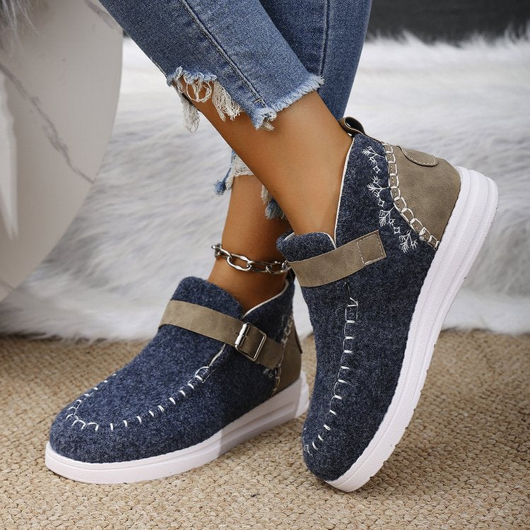 Dam Ankelboots – Avslappnad Passform – Slip-On – Spänne – Mjuk Textur