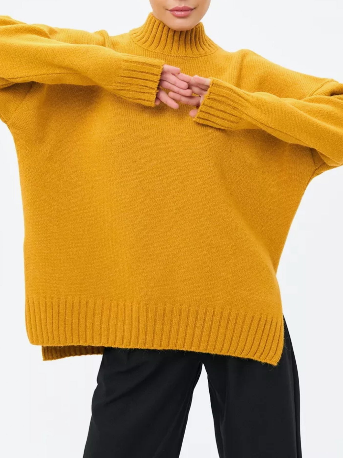 Damtröja – Oversize Passform – Halvhög Krage – Ledig Stil