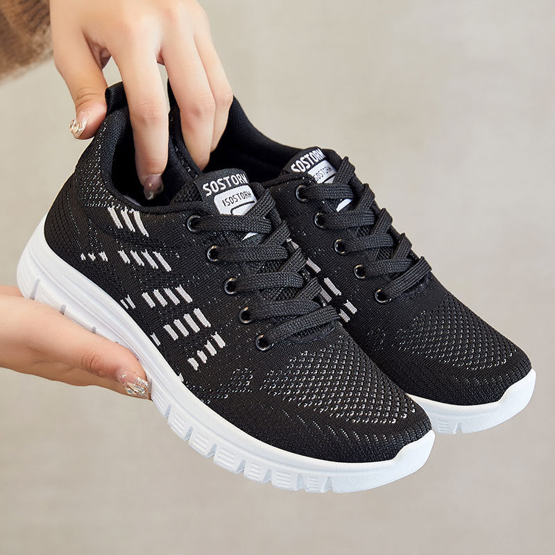 Dam Sneakers – Andningsbar Stickad – Låg Modell – Lättvikts Atletisk Passform