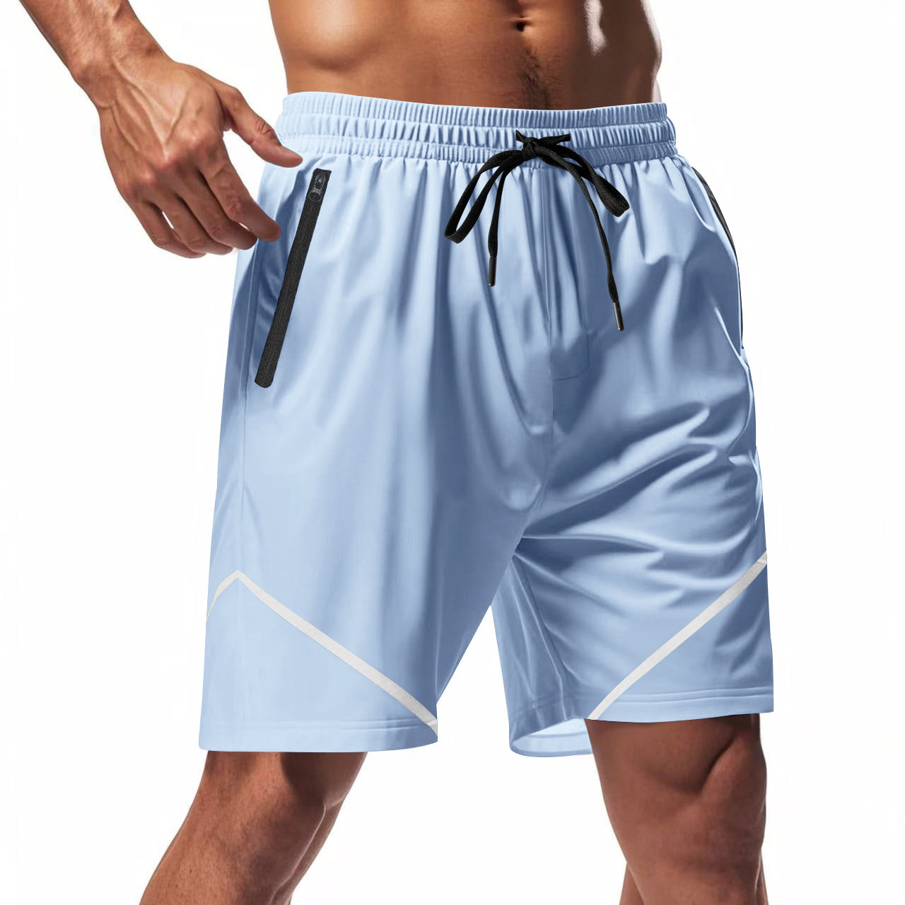 Herrshorts – Snabbtorkande – Lös Passform – Knälängd – Dragkedjefickor – Dragsko