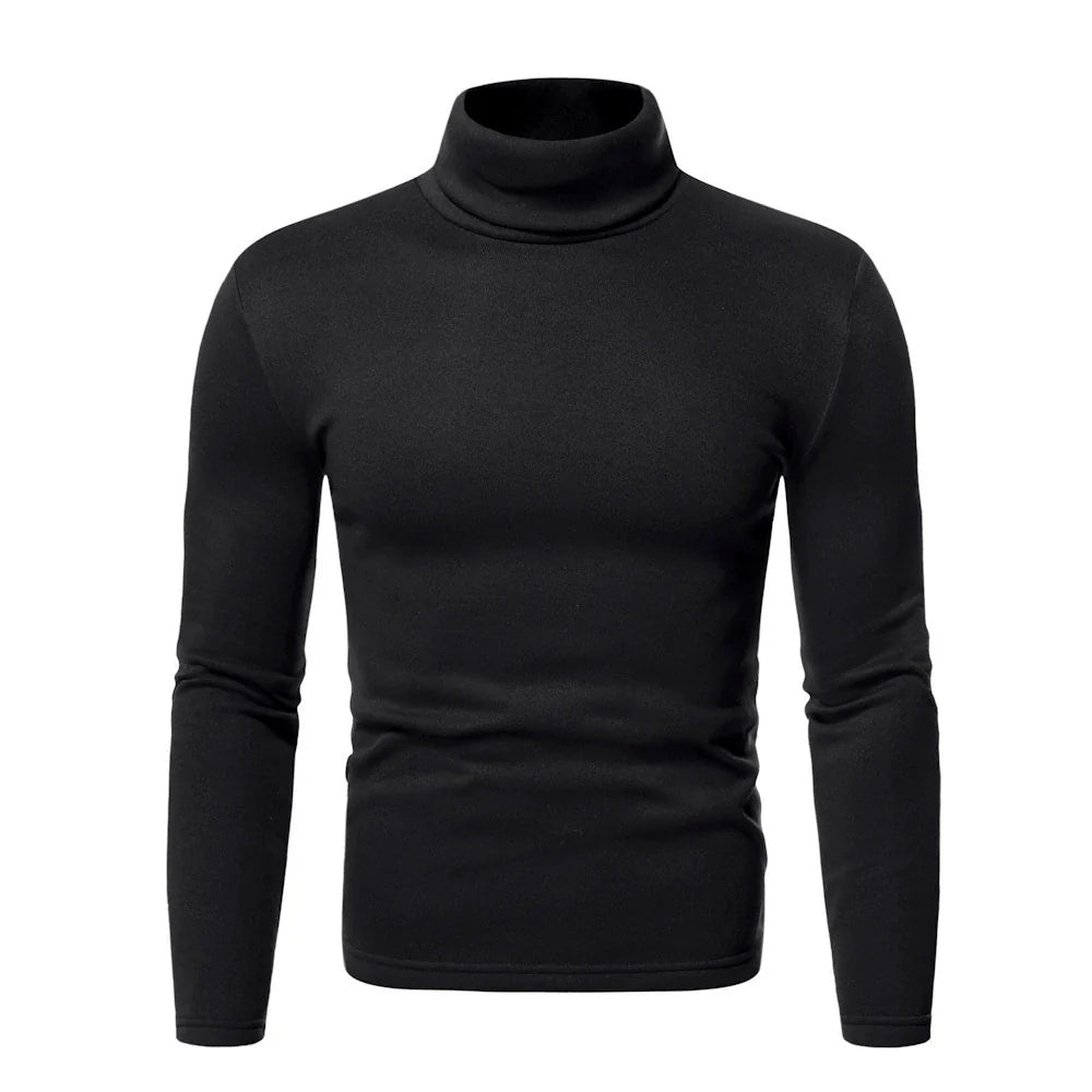 Herr Turtleneck T-shirt – Slim Fit – Stretchig Värmande – Långärmad Baslager