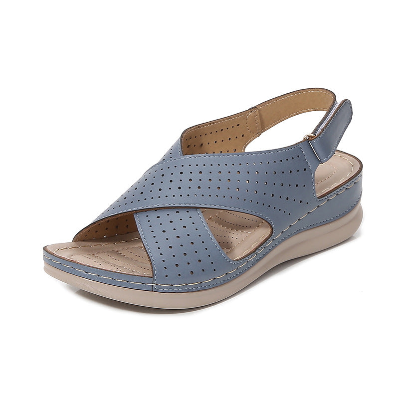 Dam Sandaler – Sleek Öppen Modell – Korsade Remmar – Dämpad Sula – Justerbar Slingback