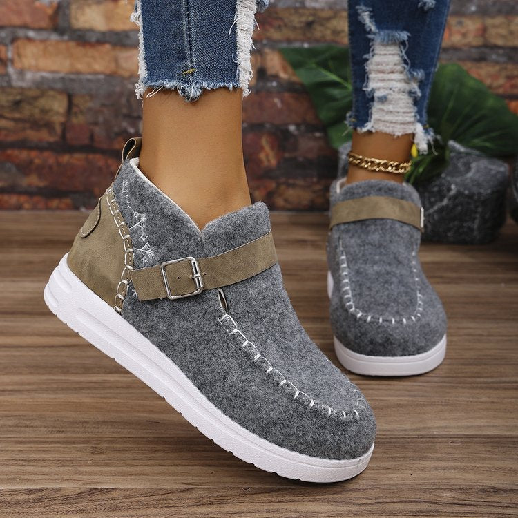 Dam Ankelboots – Avslappnad Passform – Slip-On – Spänne – Mjuk Textur