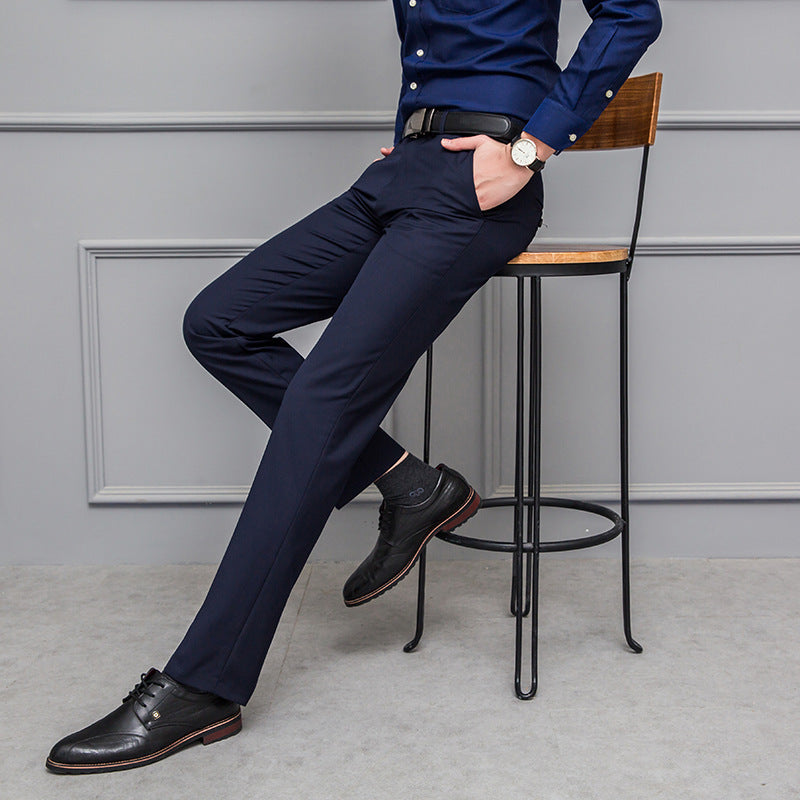 Herrbyxor – Slim Fit – Skrynkelfria – Stretch – Pressveck – Fullängd