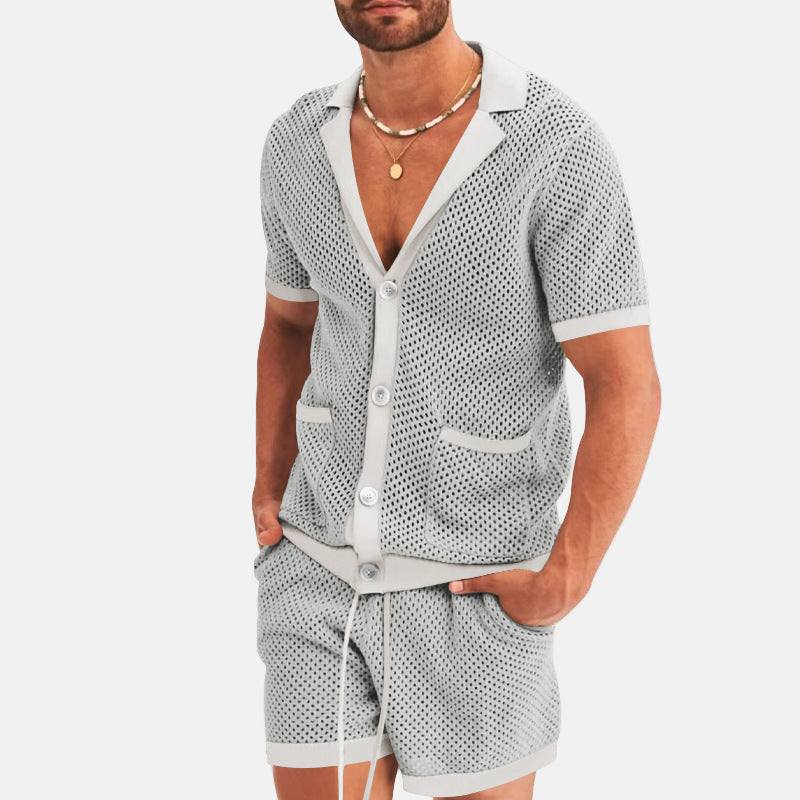 Herrset - Skjorta och shorts med nätknappar - Sommaroutfit