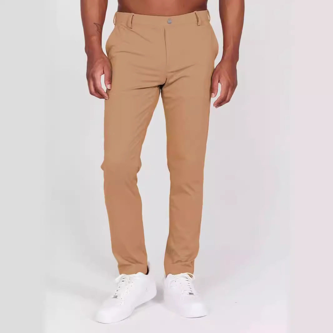 Herrbyxa – Slim Fit – Mjuk Andningsbar Textil – Fullängd – Bakfickor