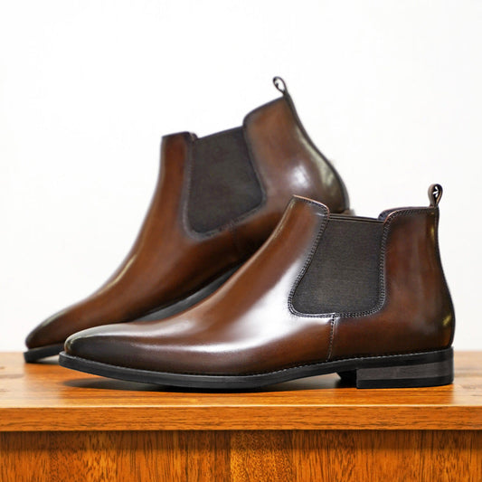 Herr Chelsea Boots – Skinn – Ankellång – Resårpaneler – Slip-on Elegans