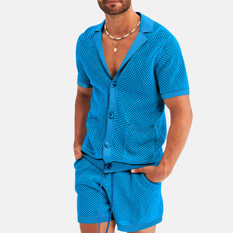 Herrset - Skjorta och shorts med nätknappar - Sommaroutfit