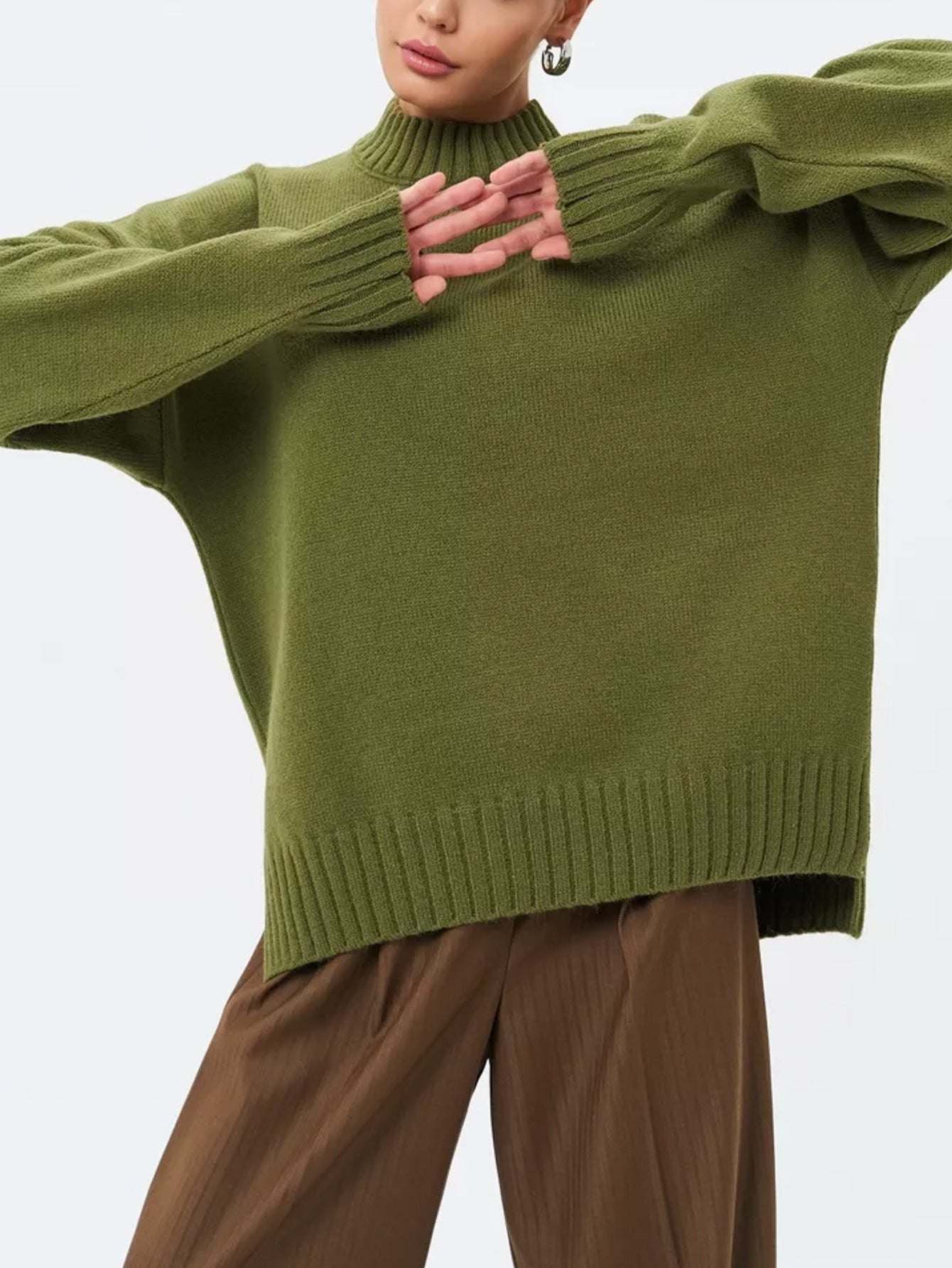 Damtröja – Oversize Passform – Halvhög Krage – Ledig Stil