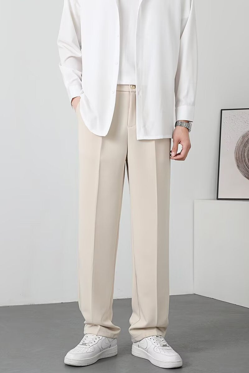 Herrbyxor – Slim Fit – Lättviktigt Tyg – Ankellängd – Smart Casual Stil