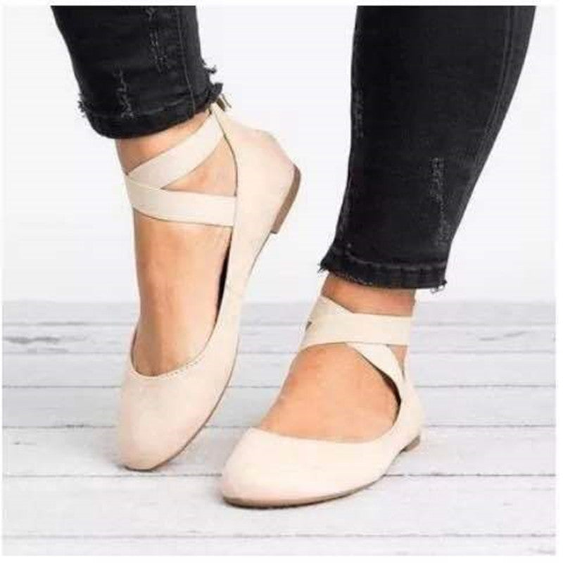 Dam ballerina skor – mocka finish – elastiskt band – rund tå – låg profil