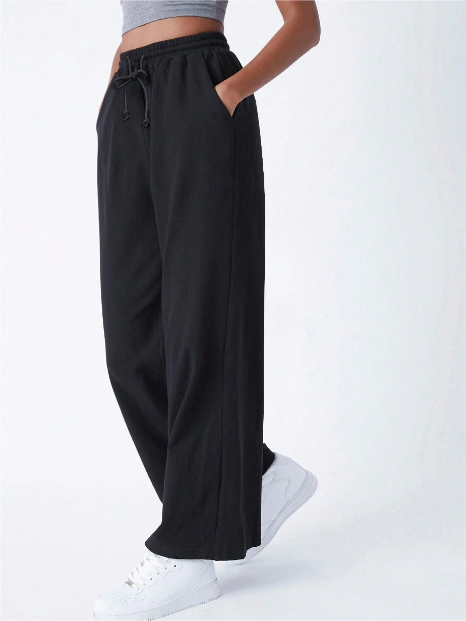 Dam Byxbyxor – Bomullsstickad – Avslappnad Passform – Dragsko i Midjan – Lounge Casual